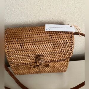 Woven Tan Crossbody Bag